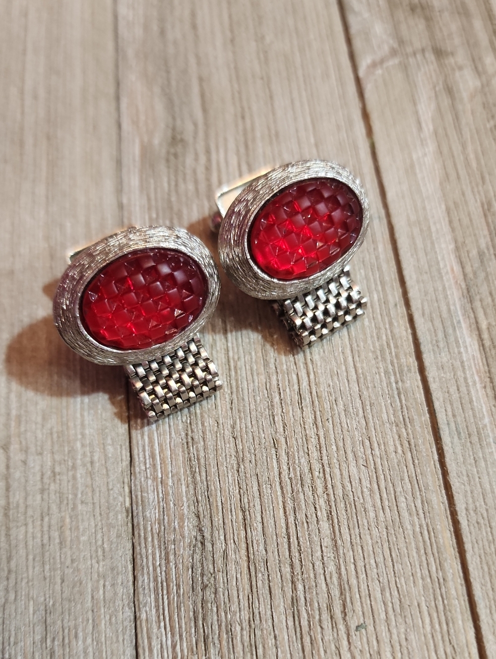 Vintage Swank Red Faceted Stone Cufflinks